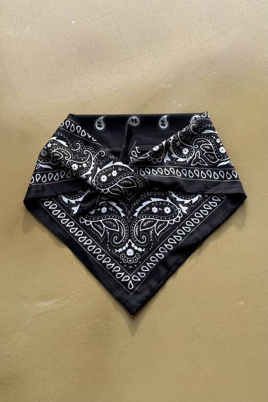 Western Bandana Triangle Silk Neckerchief Black